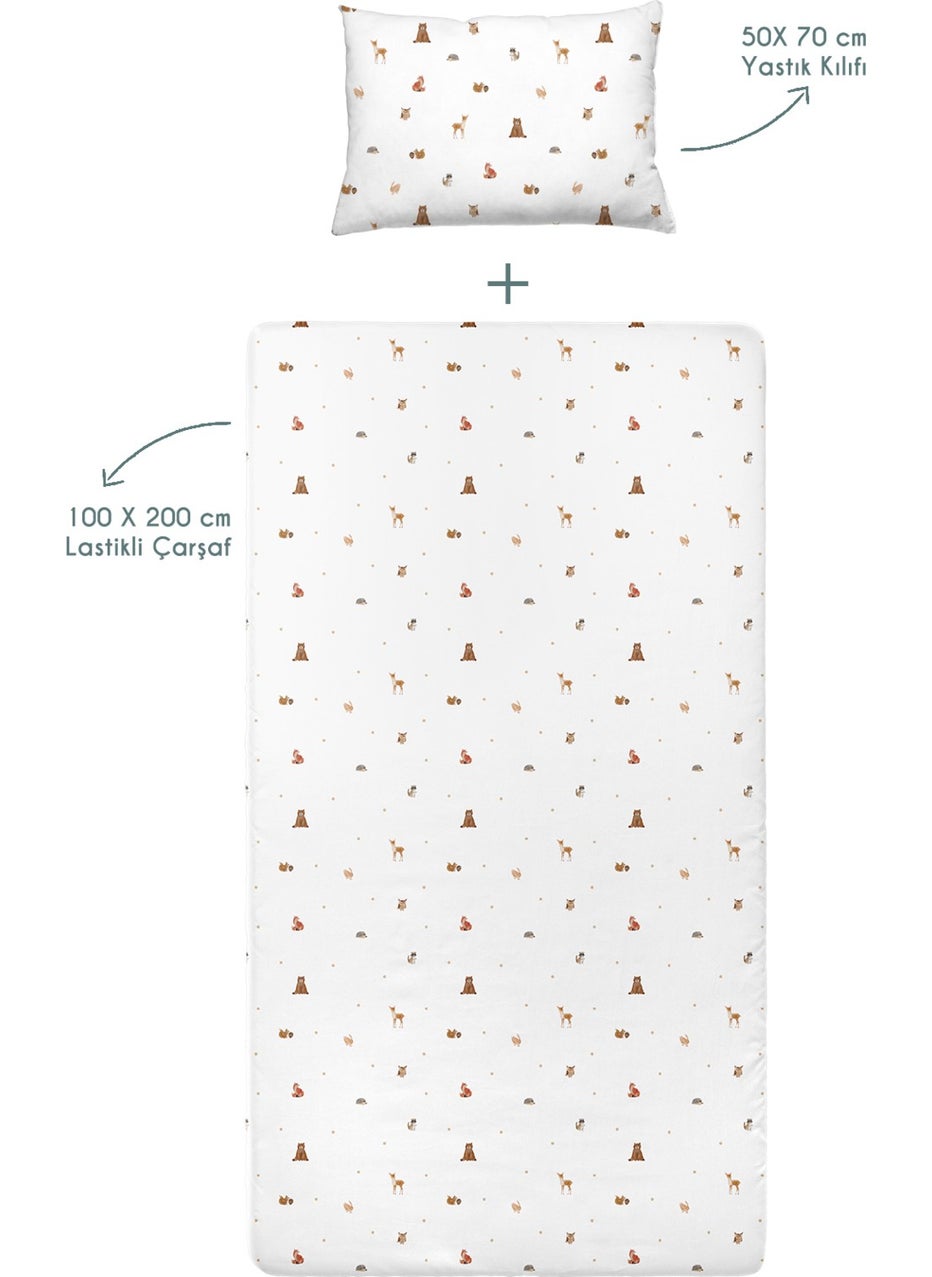 Casadora Baby Forest Amigos 100% Cotton Fitted Sheet Set - 100X200 cm + 50X70 cm  - Image 3