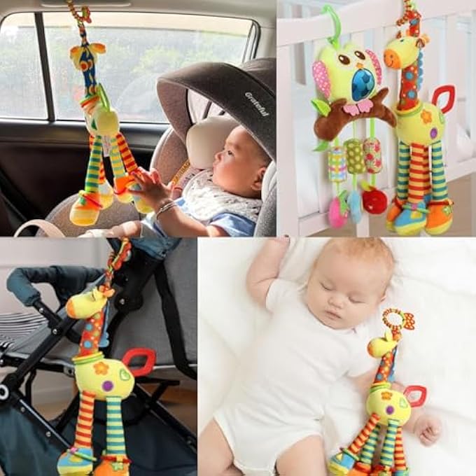 CAR SEAT TOYS BABY HANGING TOY WITH C-CLIP RING, MOBILE BABY SPIRAL ACTIVITY HANGING TOYS, STROLLER TOYS CART SEAT PRAM TOY, ENGAGING STROLLER BABY TOY FOR DEVELOPMENT AND SENSORY PLAY (DEER) - Image 4