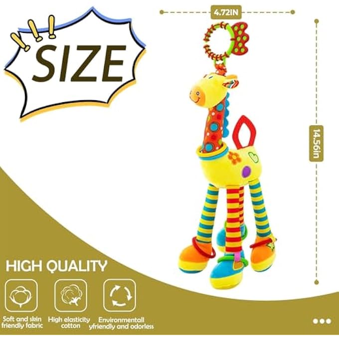 CAR SEAT TOYS BABY HANGING TOY WITH C-CLIP RING, MOBILE BABY SPIRAL ACTIVITY HANGING TOYS, STROLLER TOYS CART SEAT PRAM TOY, ENGAGING STROLLER BABY TOY FOR DEVELOPMENT AND SENSORY PLAY (DEER) - Image 5