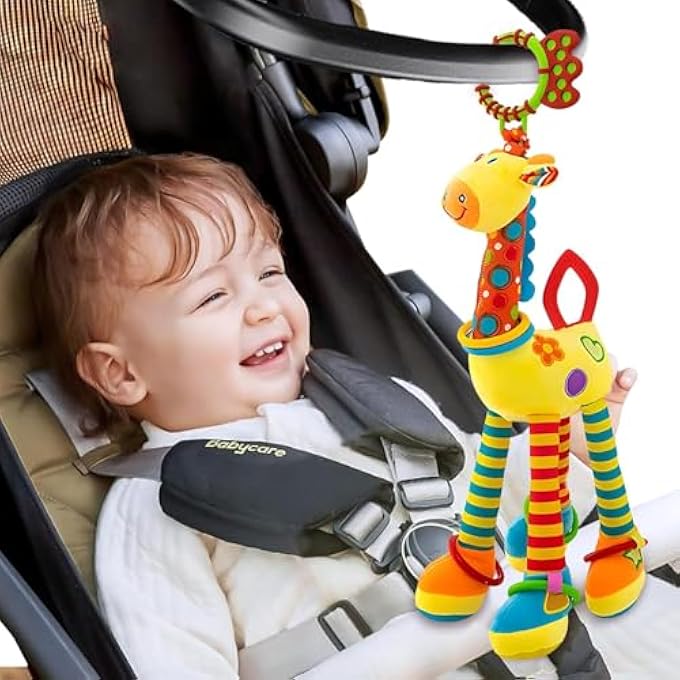 CAR SEAT TOYS BABY HANGING TOY WITH C-CLIP RING, MOBILE BABY SPIRAL ACTIVITY HANGING TOYS, STROLLER TOYS CART SEAT PRAM TOY, ENGAGING STROLLER BABY TOY FOR DEVELOPMENT AND SENSORY PLAY (DEER) - Image 1