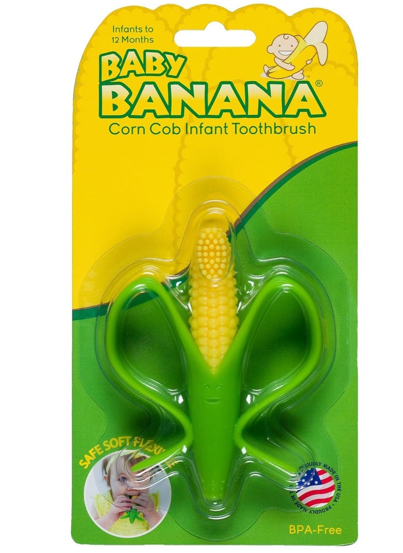 Baby Banana - Baby Banana - Corn Cob Toothbrush, Training Teether Tooth Brush for Infant, Baby, and Toddler Green/Yellow Cornelius - Image 1