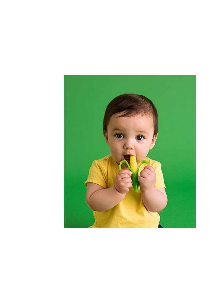 Baby Banana - Baby Banana - Corn Cob Toothbrush, Training Teether Tooth Brush for Infant, Baby, and Toddler Green/Yellow Cornelius - Image 1