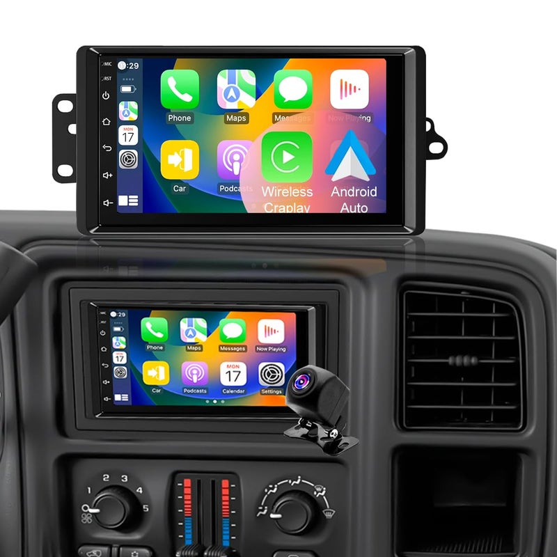 Aitrenlu Car Radio for Chevrolet Chevy Silverado 1500/2500/3500 2003 2004 2005 2006, Tahoe 2003-2006, GMC Sierra 1500/2500/3500 2003-2006, Yukon 2004-2006, 7" Touch Screen Stereo, Wireless CarPlay WiFi GPS FM - Image 1