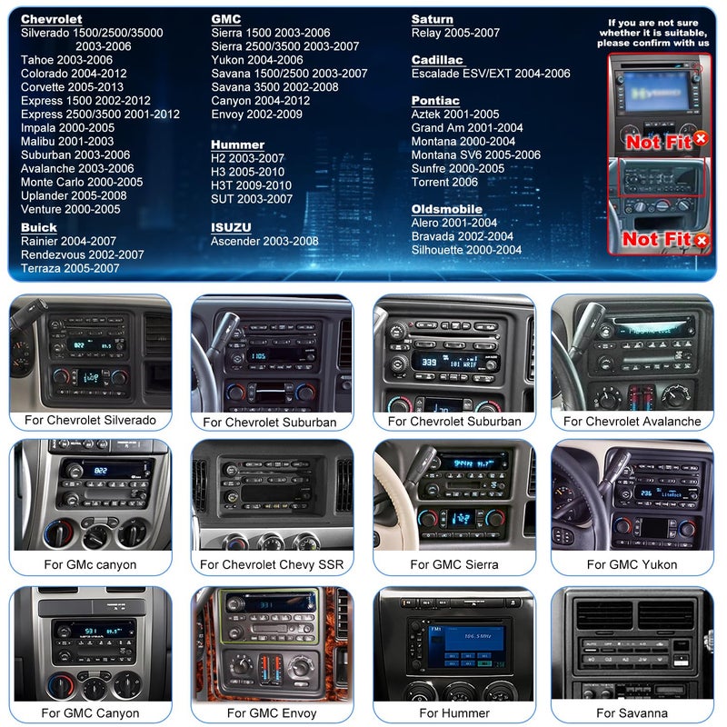 Aitrenlu Car Radio for Chevrolet Chevy Silverado 1500/2500/3500 2003 2004 2005 2006, Tahoe 2003-2006, GMC Sierra 1500/2500/3500 2003-2006, Yukon 2004-2006, 7" Touch Screen Stereo, Wireless CarPlay WiFi GPS FM - Image 2