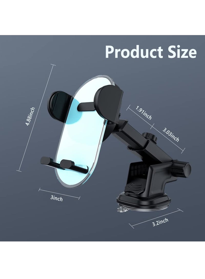 KASTWAVE Car Phone Holder Mount,Strong Suction Dashboard Car Phone Mount,Cell Phone Mount for Car Anti-Shake Handsfree Transparent,Compatible for iPhone 14 Pro and All Smart Phones (Blue) - Image 2