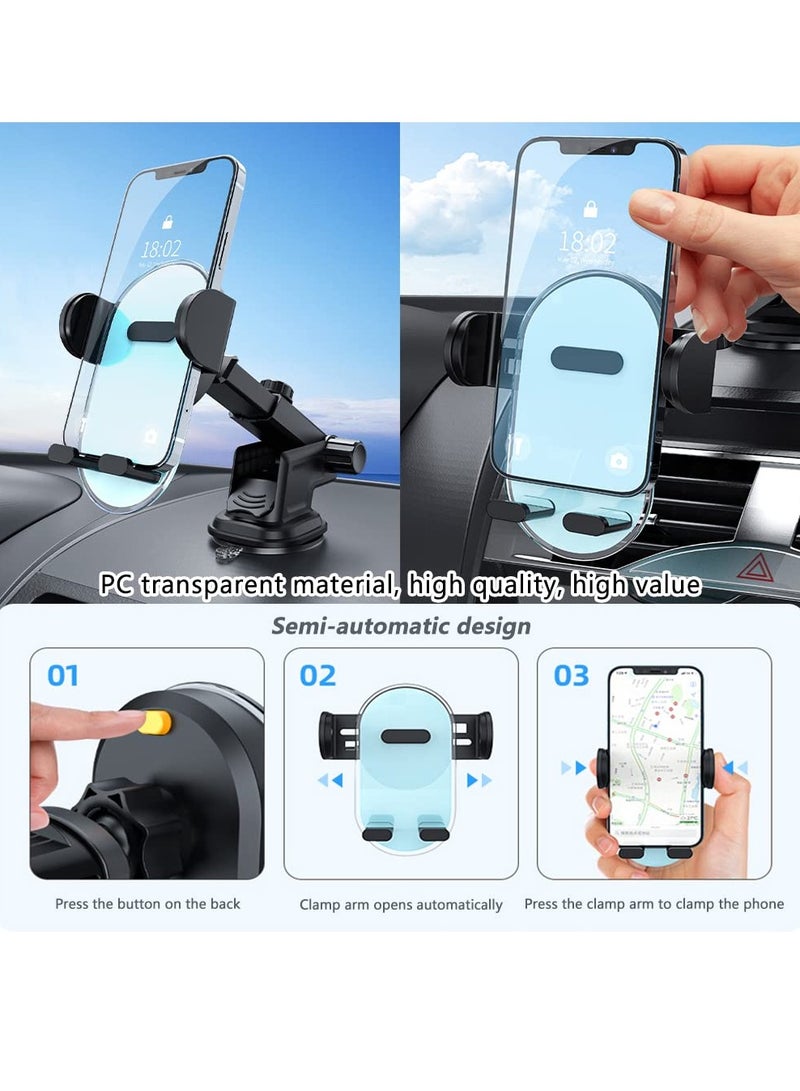 KASTWAVE Car Phone Holder Mount,Strong Suction Dashboard Car Phone Mount,Cell Phone Mount for Car Anti-Shake Handsfree Transparent,Compatible for iPhone 14 Pro and All Smart Phones (Blue) - Image 3