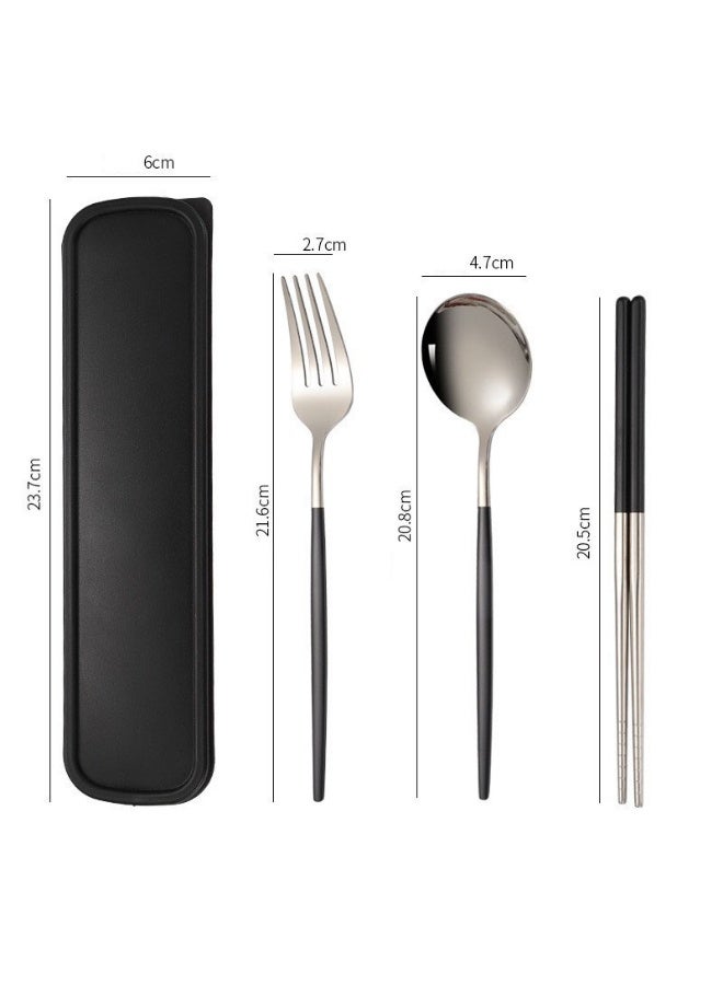 3 PCS Outdoor Flatware Set Fork Spoon Chopstick , Portable Camping Cutlery , Travel Flatware Set with a Case - Image 2
