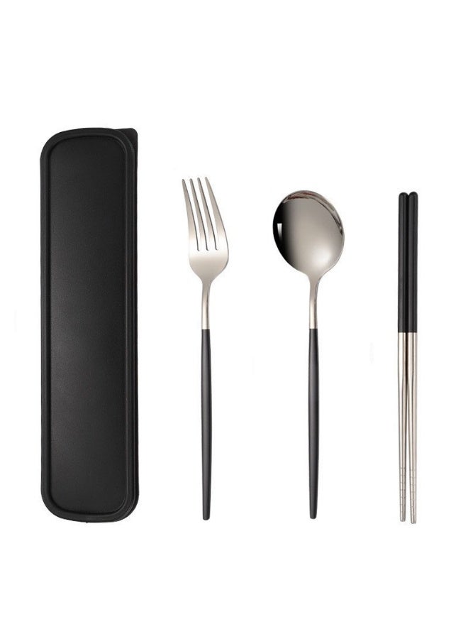 3 PCS Outdoor Flatware Set Fork Spoon Chopstick , Portable Camping Cutlery , Travel Flatware Set with a Case - Image 1