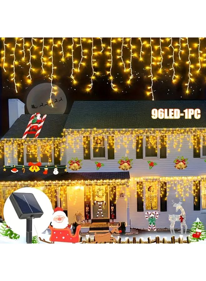 96 LEDs Solar Powered Outdoor Fairy Lights 8 Modes Auto On Off Weatherproof Warm White - Image 1