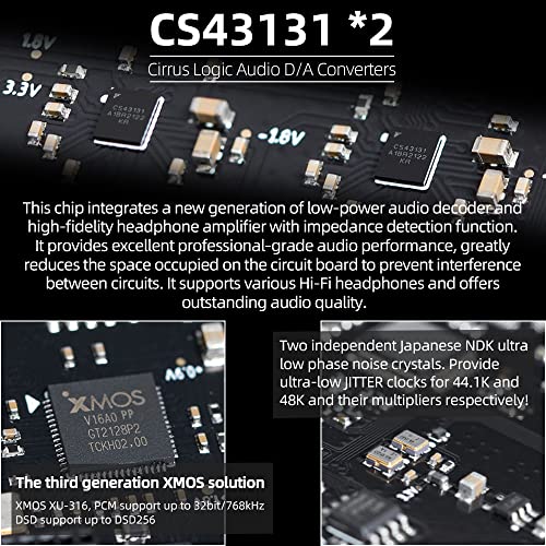 S.M.S.L SMSL M300SE(Upgraded),Two CS43131 Chip MQA Audio Decoder,Ear Amplifier,Third Generation XMOS,PCM768kHz/32bit DSD256,DOP64,5 PCM Filters,True Balanced Output XLR,THD+N -117dB - Image 3