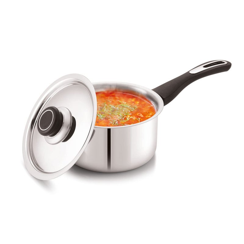 Anjali FPSP16 Stainless Steel Fiesta Pro Sauce Pan with Steel Lid Chai pan with Induction Base 16 cm 1450 ml - Image 4