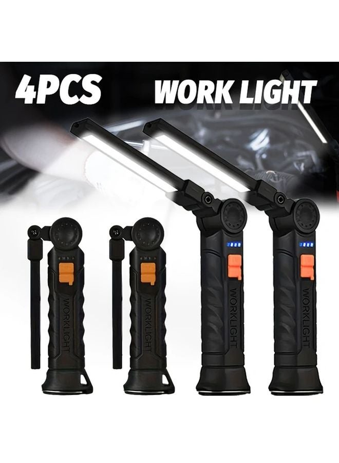 4pcs USB Rechargeable COB LED Work Lights Magnetic Base Portable Floodlight - Image 1