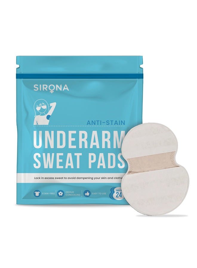 Sirona Disposable Underarm Sweat Pads - 24 Pads, Antiperspirant Absorbent Odour Blocker Pads Armpit Dress Shields | Anti Sweat Arm Pits Pads For Women And Men - Image 1