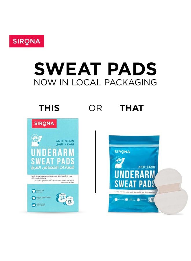 Sirona Disposable Underarm Sweat Pads - 24 Pads, Antiperspirant Absorbent Odour Blocker Pads Armpit Dress Shields | Anti Sweat Arm Pits Pads For Women And Men - Image 2
