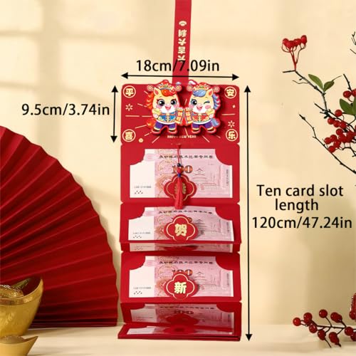 SureOBliss Chinese New Year Red Envelope with Money Clip,1PCS Chinese Traditional Lucky Money Hong Bao of The Horse,2026 Lunar New Year Cashs Envelope for Spring Festival New Year Wedding(10 Slots) - Image 5