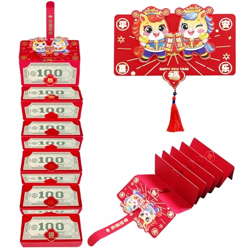 SureOBliss Chinese New Year Red Envelope with Money Clip,1PCS Chinese Traditional Lucky Money Hong Bao of The Horse,2026 Lunar New Year Cashs Envelope for Spring Festival New Year Wedding(10 Slots) - Image 1