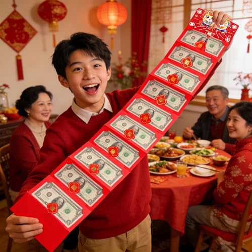 SureOBliss Chinese New Year Red Envelope with Money Clip,1PCS Chinese Traditional Lucky Money Hong Bao of The Horse,2026 Lunar New Year Cashs Envelope for Spring Festival New Year Wedding(10 Slots) - Image 2