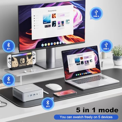 DC Wireless Mouse, 5 in 1 Bluetooth USB C Rechargeable Mouse for Laptops Disktops Tablets Compatible with Apple MacBook Pro/Air iPad iMac Sureface Chromebook Computer (White) - Image 3