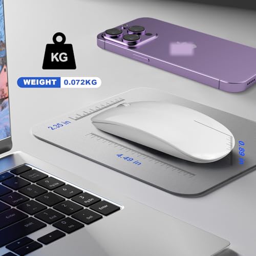 DC Wireless Mouse, 5 in 1 Bluetooth USB C Rechargeable Mouse for Laptops Disktops Tablets Compatible with Apple MacBook Pro/Air iPad iMac Sureface Chromebook Computer (White) - Image 5