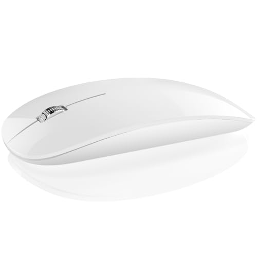 DC Wireless Mouse, 5 in 1 Bluetooth USB C Rechargeable Mouse for Laptops Disktops Tablets Compatible with Apple MacBook Pro/Air iPad iMac Sureface Chromebook Computer (White) - Image 1