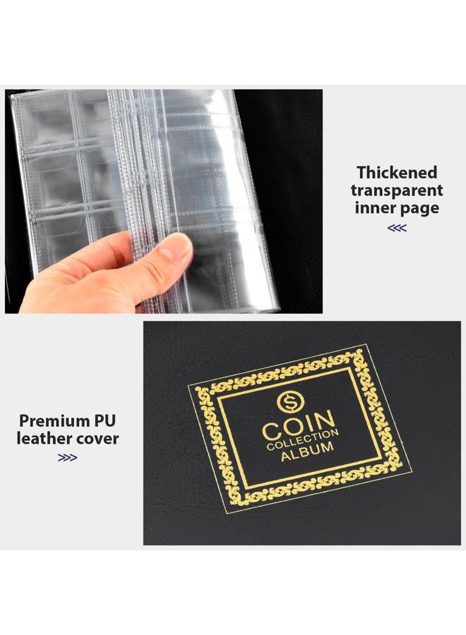 Aptbyte Coin Collection Supplies Holder Book for Collectors, 300 Pockets Coin Collection Organizer Storage Box Case Album for 20/25/ 27/30/ 38mm Coins (Vintage pattern black) - Image 4