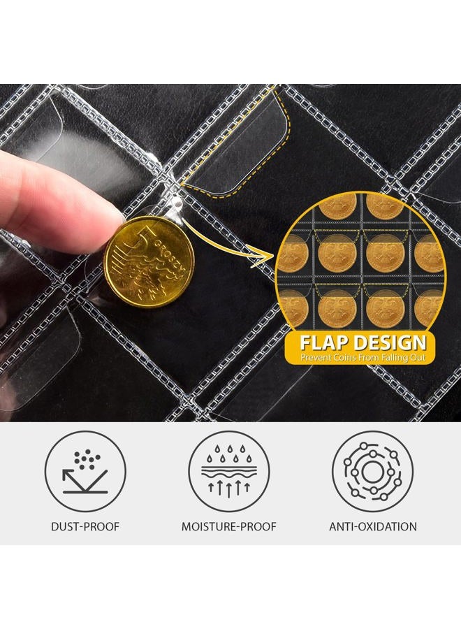 Aptbyte Coin Collection Supplies Holder Book for Collectors, 300 Pockets Coin Collection Organizer Storage Box Case Album for 20/25/ 27/30/ 38mm Coins (Vintage pattern black) - Image 3