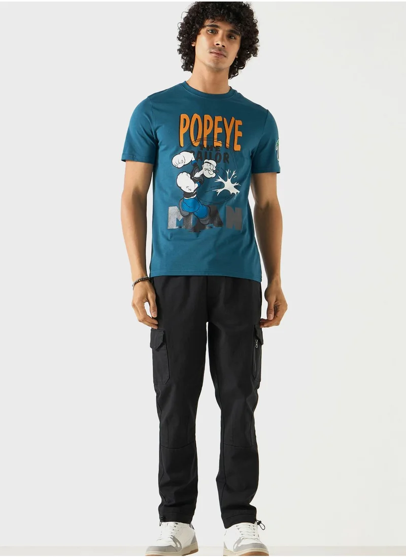 اس بي كاركترز Popeye Graphic Print T-Shirt