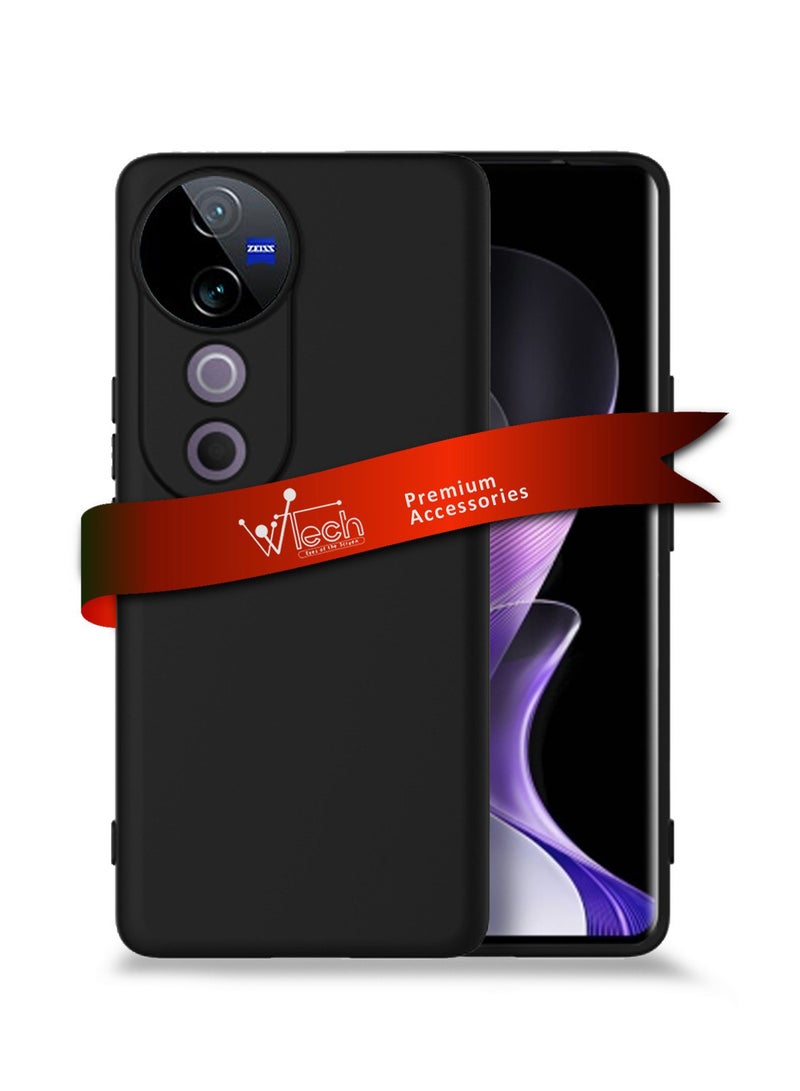 Wtech vivo V40 / V40 Pro 5G 2024 Premium Soft Liquid Silicone Case Cover - Black - Image 1