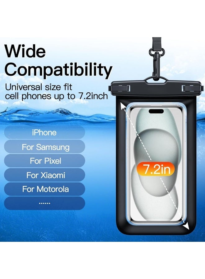 حقيبة هاتف مقاومة للماء 2 حزمة حقيبة مقاومة للماء لـ iPhone 17 16e 16 15 14 Air Pro Max Plus Galaxy S25 S24 Ultra Pixel 10 Series وغيرها حتى 7.2 بوصة IPX8 حقيبة جافة (B) - Image 2