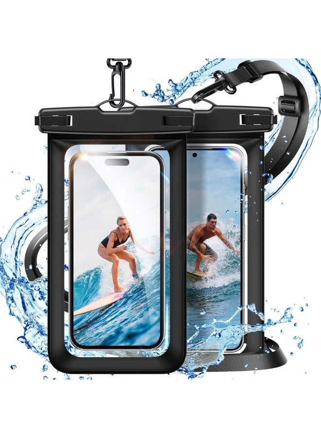حقيبة هاتف مقاومة للماء 2 حزمة حقيبة مقاومة للماء لـ iPhone 17 16e 16 15 14 Air Pro Max Plus Galaxy S25 S24 Ultra Pixel 10 Series وغيرها حتى 7.2 بوصة IPX8 حقيبة جافة (B) - Image 1