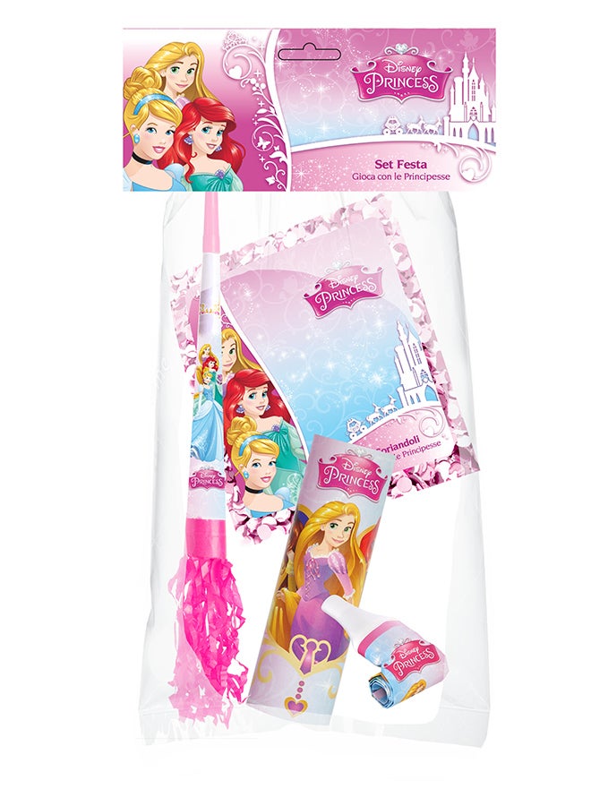 Ciao Disney Princess Party Set – Complete Girls Birthday Kit with Trumpet, Confetti Blower & Streamers Featuring Cinderella, Ariel & Rapunzel - Image 1