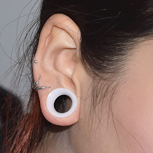 Qmcandy 26pcs 8G-1" White Thin Silicone Double Flared Hollow Flexible Ear Tunnels Kit Ear Stretching Set (13 Pairs) - Image 5