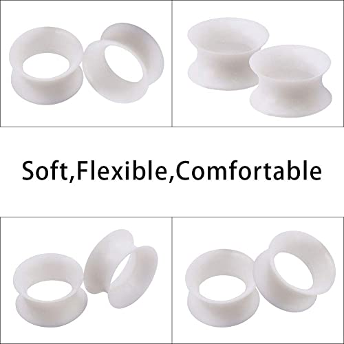 Qmcandy 26pcs 8G-1" White Thin Silicone Double Flared Hollow Flexible Ear Tunnels Kit Ear Stretching Set (13 Pairs) - Image 4