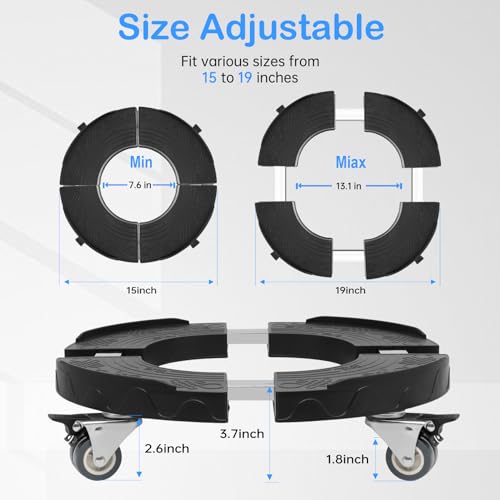 Nefish Trash Can Dolly Wheels, 15-19 Inch Adjustable Round Furniture Dolly with 4 Wheels, Heavy Duty Drum Dollies 440lbs Tire Dollys, Multi Functional Rolling Dolly Cart - Image 4