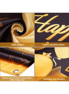 Tatuo Happy 13Th Birthday Backdrop Banner 13 Years Old Birthday Party Banner Black And Gold Official Teenager Background Banner Birthday Party Photo Booth Banner For Birthday Party Favor 72.8 X 43.3 Inch  - Image 3