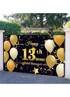 Tatuo Happy 13Th Birthday Backdrop Banner 13 Years Old Birthday Party Banner Black And Gold Official Teenager Background Banner Birthday Party Photo Booth Banner For Birthday Party Favor 72.8 X 43.3 Inch  - Image 5