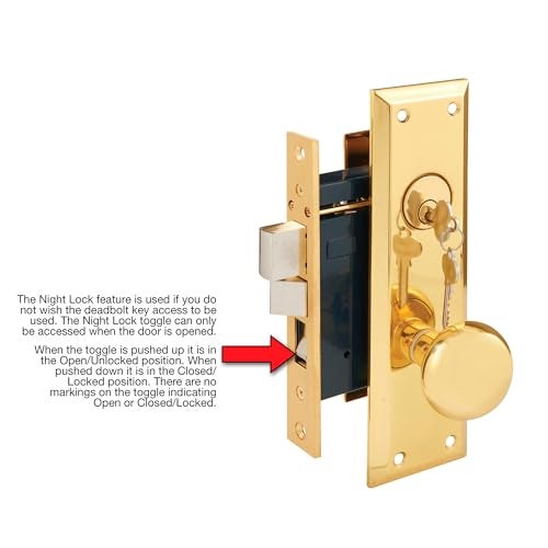 Segal SE 26010 Mortise Lock Set, Brass Right Hand, 2-1/2 In. Backset, Surface Mounted (Single Pack) - Image 3