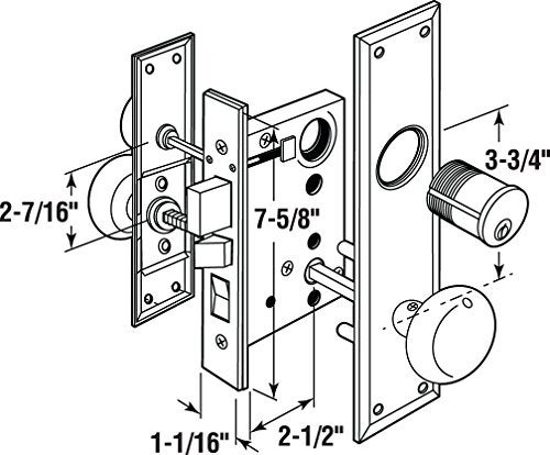 Segal SE 26010 Mortise Lock Set, Brass Right Hand, 2-1/2 In. Backset, Surface Mounted (Single Pack) - Image 2