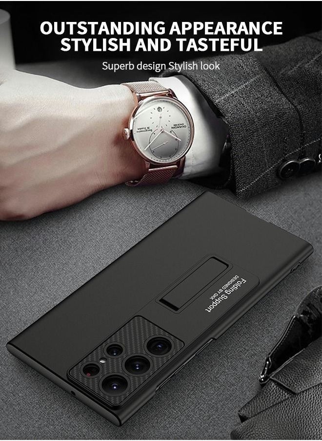 Zuelnote For Samsung Galaxy S22 Ultra Case, S22 Ultra Slim Stand Case, Galaxy S22 Ultra Case Supports Wireless Charging 【Adjustable Stand, Anti-Drop, Anti-Fingerprint, All-Around Protection】 - Black  - Image 3