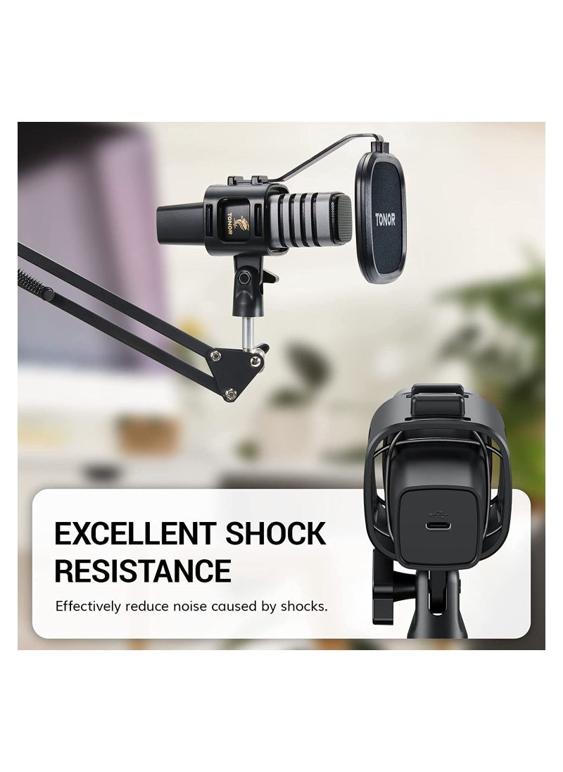 TONOR - USB Microphone Kit, PC Podcast Recording Cardioid Condenser Computer Mic Set for Gaming, Streaming, Singing, Voice Over, YouTube, Studio Mic Bundle with Adjustable Arm Stand, TC30+ - Image 1