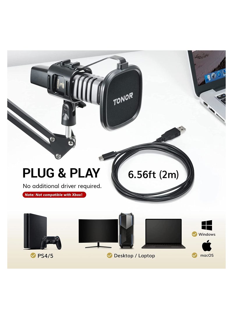 TONOR - USB Microphone Kit, PC Podcast Recording Cardioid Condenser Computer Mic Set for Gaming, Streaming, Singing, Voice Over, YouTube, Studio Mic Bundle with Adjustable Arm Stand, TC30+ - Image 1