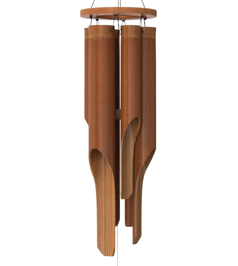 Nalulu Classic Bamboo Wind Chimes  Outside Outdoor Wood Wooden Windchimes Medium Handcrafted with Calming Deep Tones Ideal Home Decor or Gift for Any Occasion