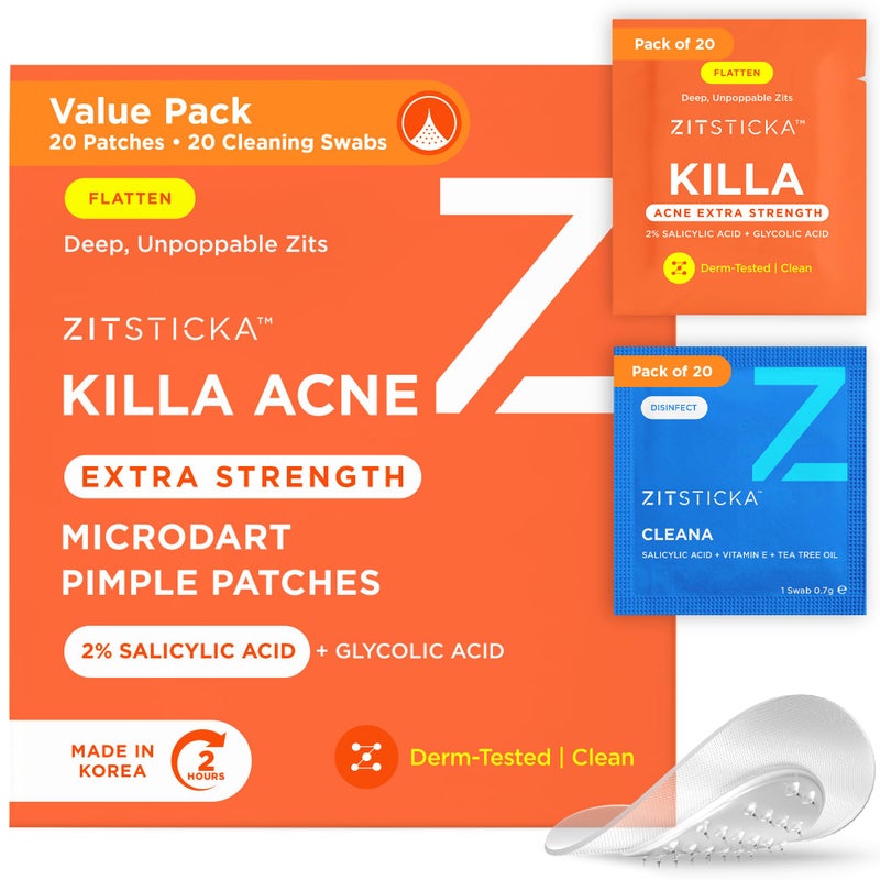 ZitSticka Extra Strength Killa Acne Microdart Patches for Face - OTC Acne Treatment with 2% Salicylic Acid - Fast Acting Microdarts for Deep, Early-Stage Zits & Blemish - 20 Count - Image 1