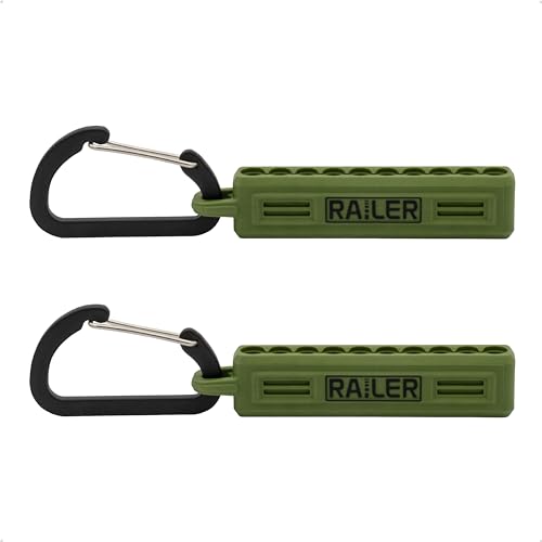 Railer Screwdriver Bit Holder Storage Organizer – Railer 10-Hole Camo Green Bit Holder with Carabiner - 2 Pack - Image 3