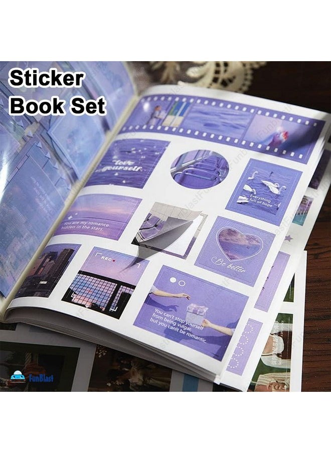 FunBlast - Sticker Book Set - 20 Sheets/240+ Paper Magazine Sticker Booklet, Retro Creative Notebook Decoration Stickers, Stickers For Project, Japanese Style Stickers, Journals, Scrapbooking (Purple) - Image 1