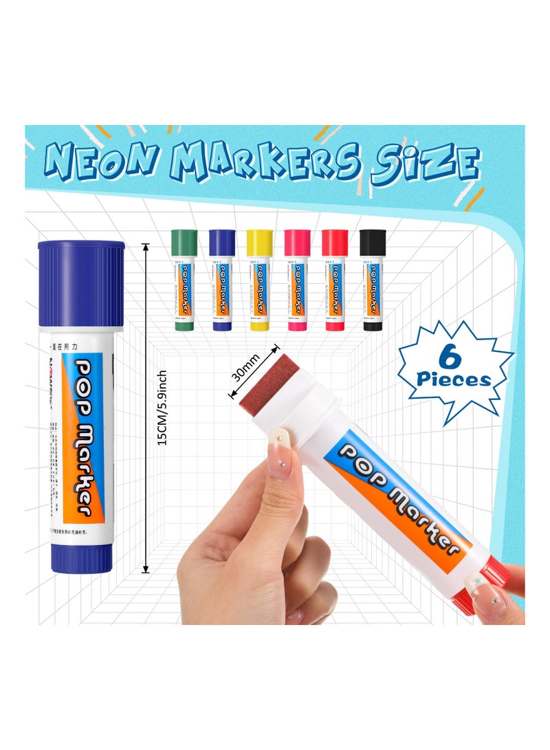 SOLARAE Acrylic Paint Markers Set - 6 Jumbo 30mm Felt Tip Neon Markers with Waterproof Permanent Ink for Rock, Stone, Ceramic, Wood, Canvas, Tag Signs, Calligraphy, and Outdoor Art. - Image 4