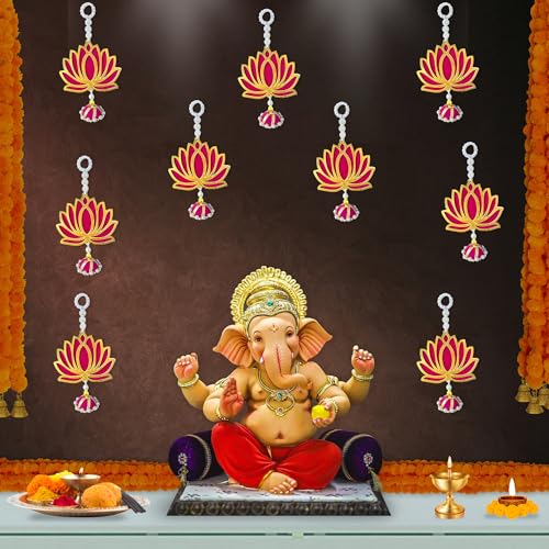 vissera Lotus Wall Decoration Item for Home | Lotus Hangings for Festival, Temple, Function | Decorative Item for Pooja | Kamal Flower for Wall Décor | MDF wooden Lotus Hanging for Décor - Image 1