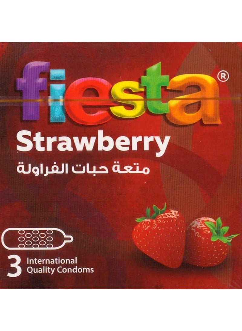 فييستا الواقي الذكري فييستا الفراولة - منقط ونكهة  3 قطع  - Image 2