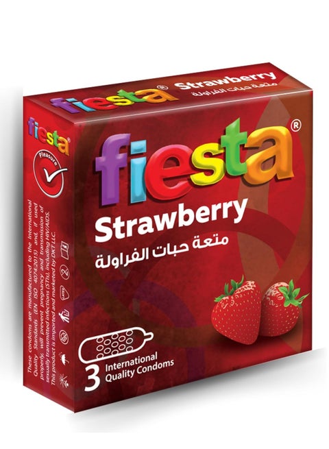 الواقي الذكري فييستا الفراولة - منقط ونكهة  3 قطع