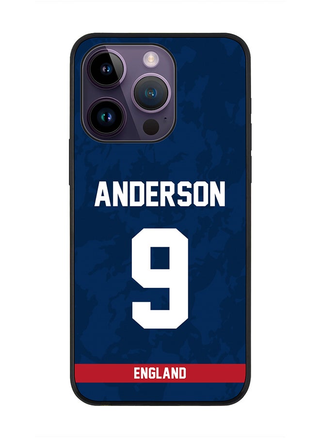 Stylizedd - Rugged Black Edge Case iPhone 14 Pro, Slim fit Soft Case Flexible Rubber Edges Thin Cover - Player Name - James Anderson, Jersey Number- 9 - Image 1